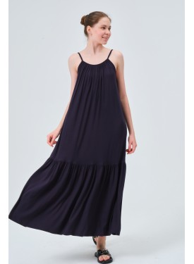 ASKILI OVERSIZE RAHAT KESİM GÜNLÜK SAHİL- BEACH PLAJ LACİVERT ELBİSE 